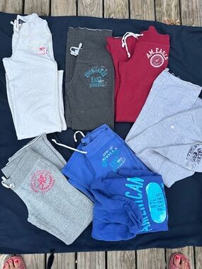 AE low rise drawstring sweats. Bootcut. All size small. One sweatshirt included